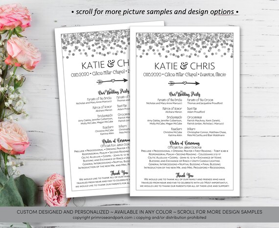 Fun Wedding Program Ceremony Program Modern Wedding Etsy