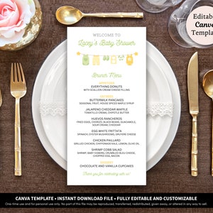 Clothesline Baby Shower Menu Cards Printable Download Template | Gender Neutral Menu Card | Baby Clothes Clothesline Menu Card