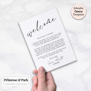 Carta de bienvenida de boda para bolsas de bienvenida de hotel Plantilla de descarga imprimible / Notas de bienvenida para boda / Carta de bolsa de bienvenida para huéspedes del hotel imagen 3