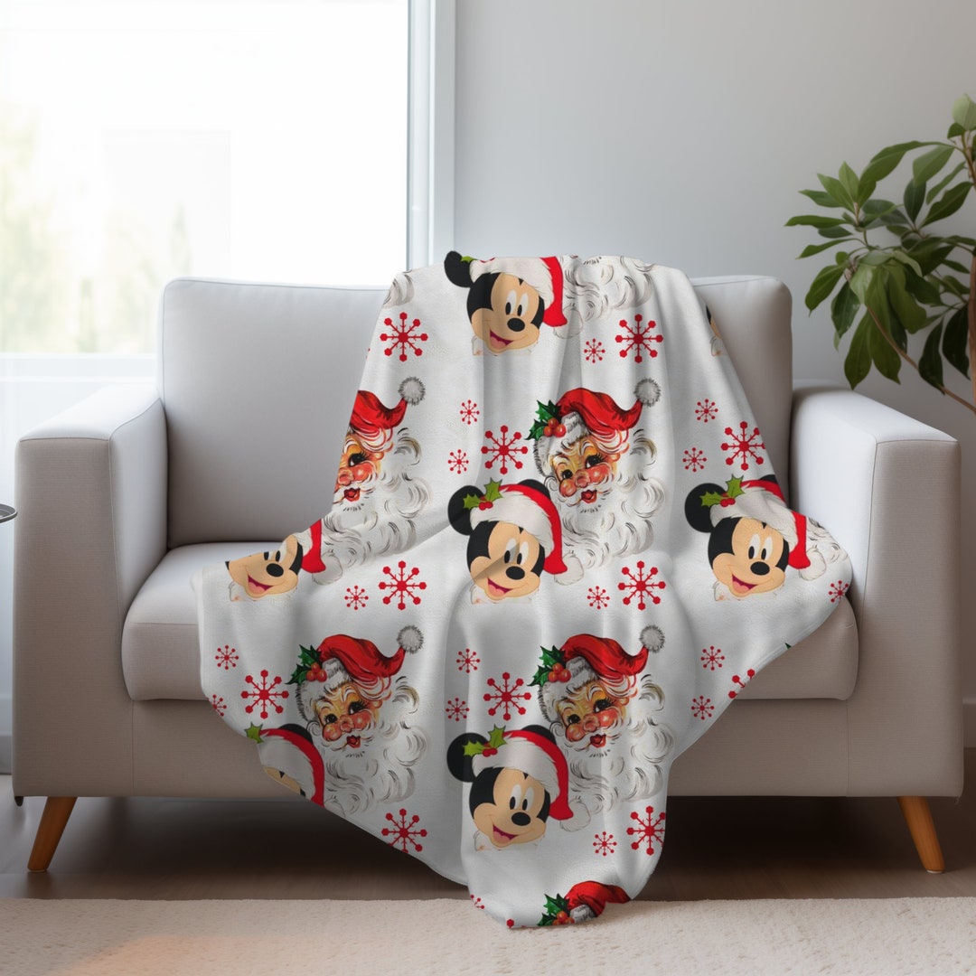 Santa Mickey Vintage Santa Plush Blanket Disney Christmas Blanket