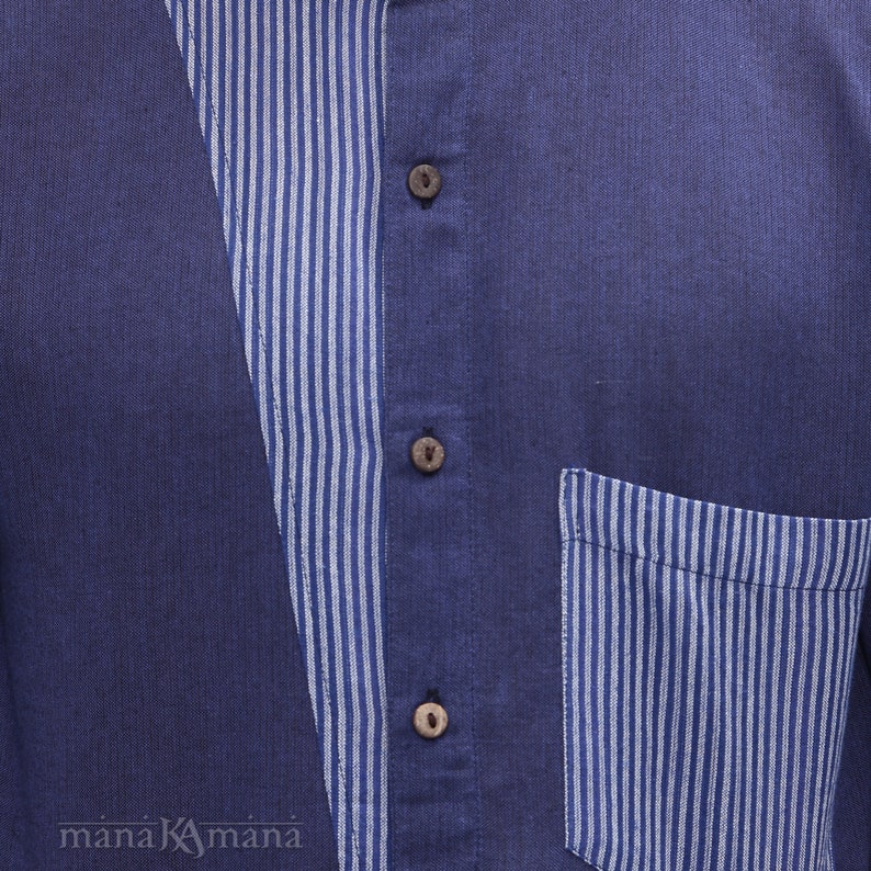 Men's button down shirt cotton summer shirt mandarin Etsy