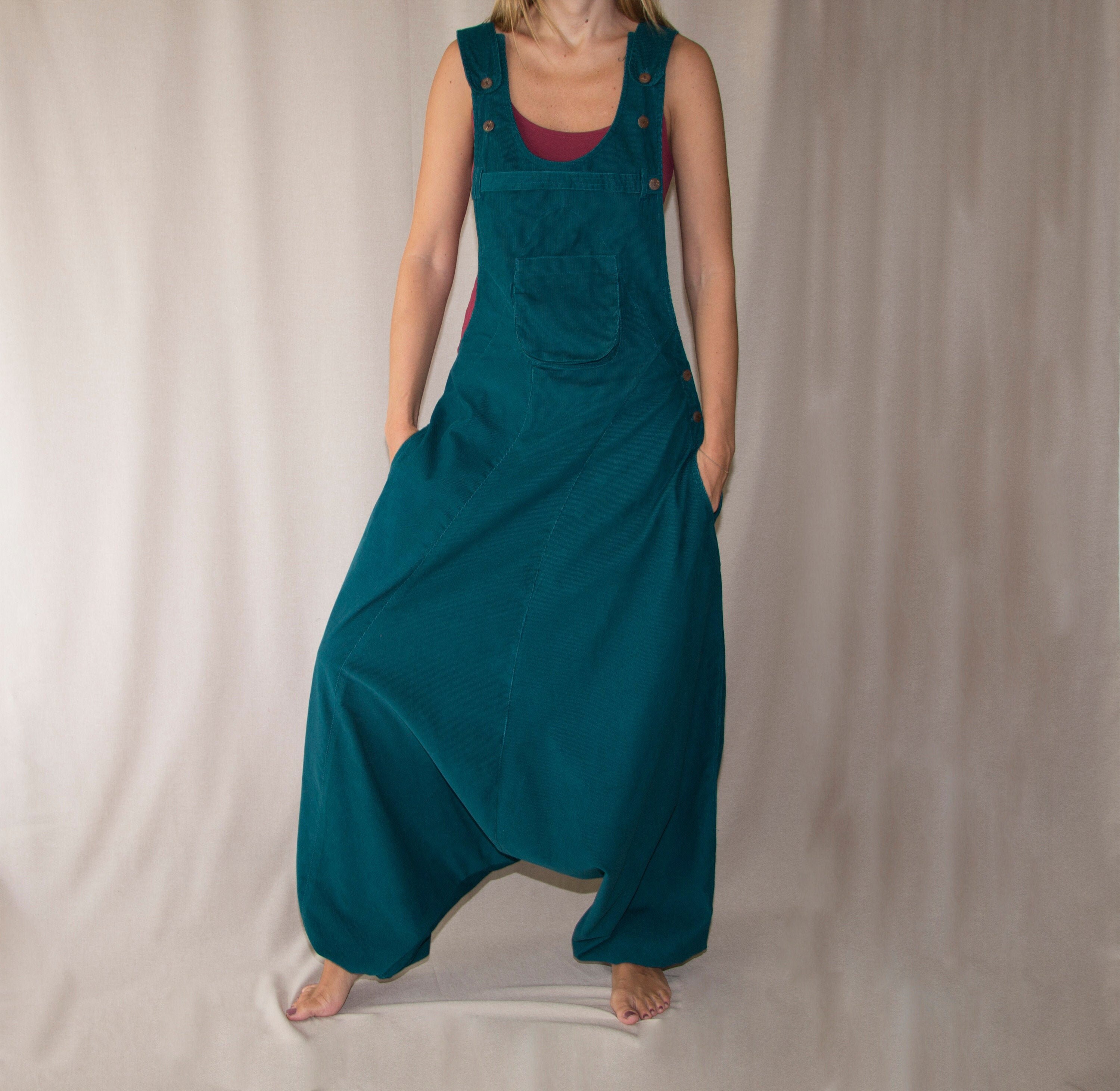 Corduroy Boho Overalls Cotton Harem Jumpsuit Harem pants Etsy