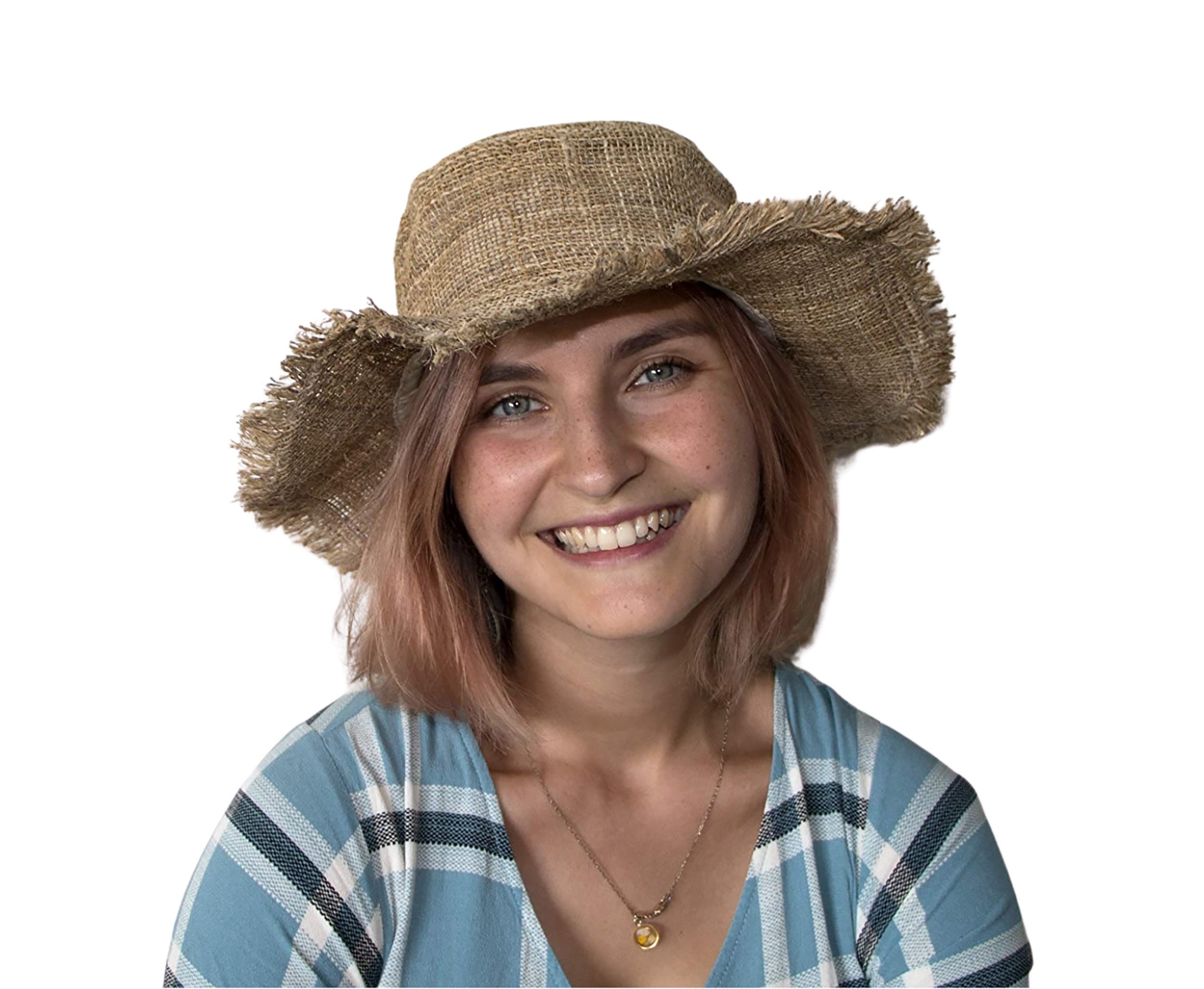 Boho Fashion Women Hemp Sun Hat Wired Wide Brim Farmers Hat With - Main Image