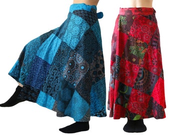 Boho Wrap Around Patchwork skirt, Summer  Maxi Skirt - Bohemian Tribal Skirt - 100% middle weight cotton