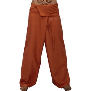 Thai Fisherman Pants Yoga Pants Plain Color Men / Women Thai wrap pants Rusty Orange