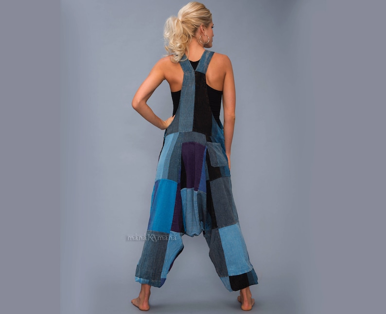 Patchwork Harem Jumpsuit Aladdin Overalls Women Romper Etsy