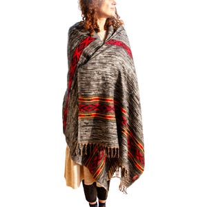 Handwoven Himalayas Yak Wool meditation Shawl Wrap, Bohemian Extra big blanket wrap