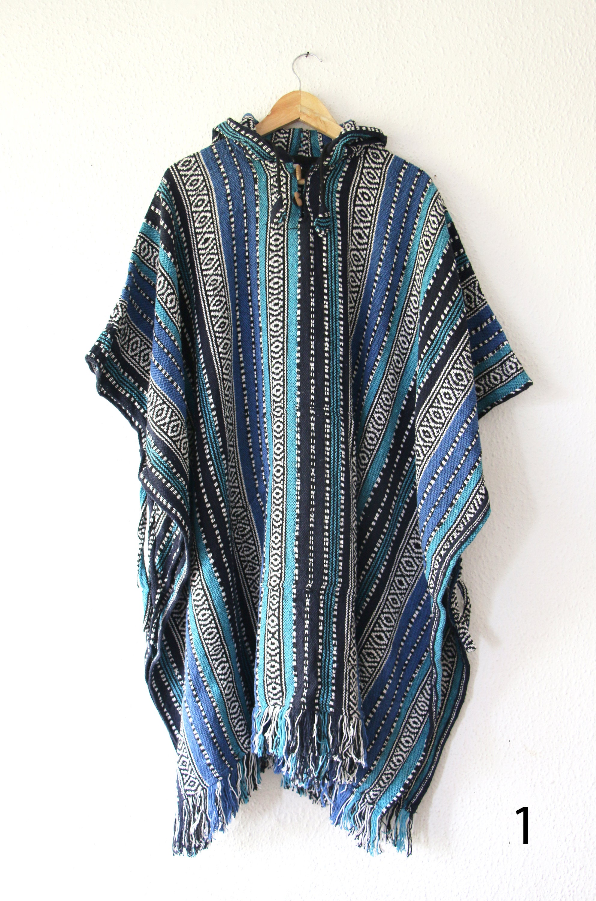 Poncho Mens Hippie Long Woven Poncho With Hood Pure Cotton Etsy Canada