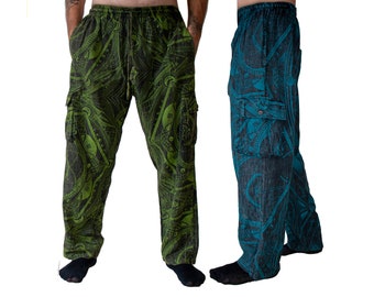 Mens cargo pants, Cotton Multi Pockets Trousers -  cotton festival hippie pants