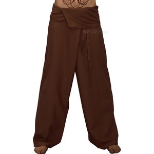 Thai Fisherman Pants Yoga Pants Plain Color Men / Women Thai wrap pants Brown