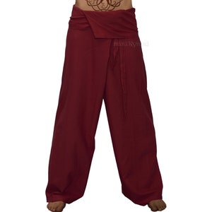 Thai Fisherman Pants Yoga Pants Plain Color Men / Women Thai wrap pants Maroon