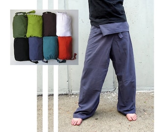 Thai Fisherman Pants Yoga Pants Plain Color Men / Women - Thai wrap pants