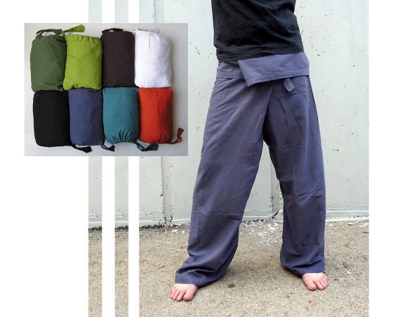 Thai Fisherman Pants Yoga Pants Plain Color Men / Women Thai Wrap Pants 