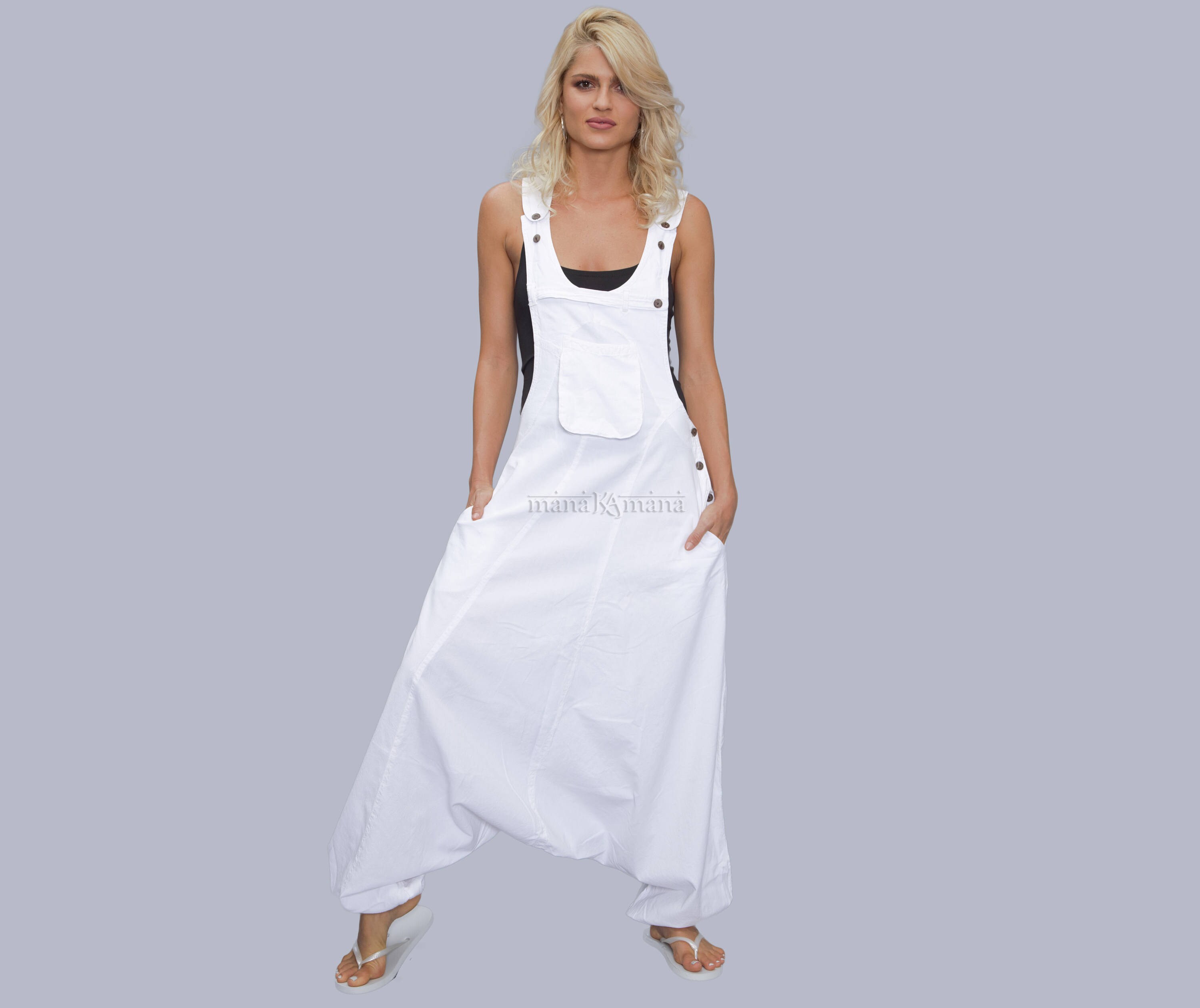 WHITE drop crotch jumpsuit dungarees Boho Jumpsuit Etsy