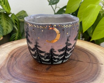 Forest Moon Planter with one drainage hole