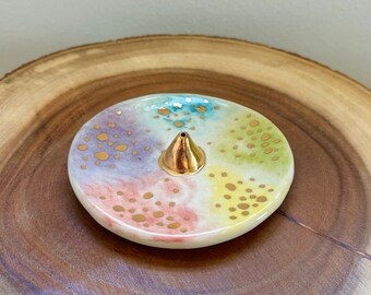 Gold Speckled Rainbow Incense Holder