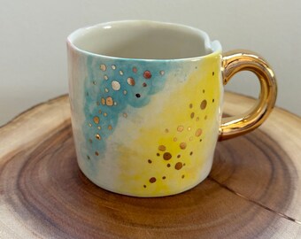 Flawed- Gold Speckled Rainbow Coffee Mug- READ ITEM DESCRIPTION