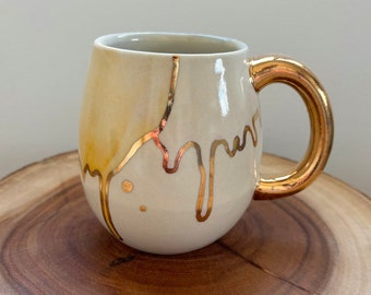 Drippy Rainbow Gold Mug