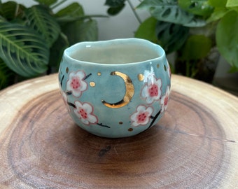 Japanese Cherry Blossoms Moon Yunomi Cup