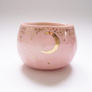 Starry Gold Moon Yunomi Tea Cup in Pink