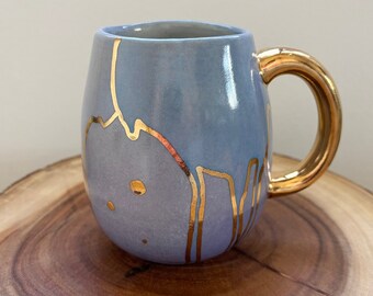 Dusty Purple Drippy Gold Mug