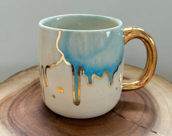 Drippy Rainbow Gold Mug