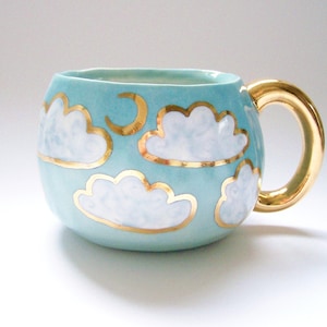 Cloudy Gold Moon Mug