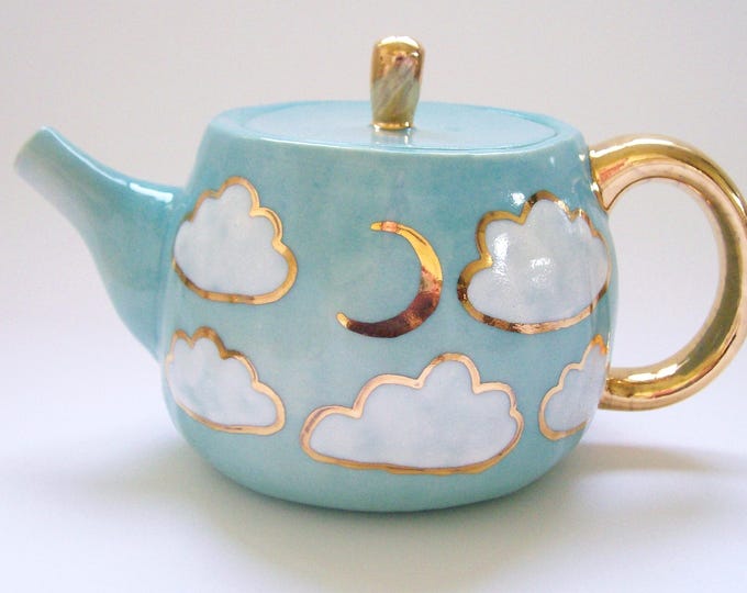 Cloudy Gold Moon Teapot