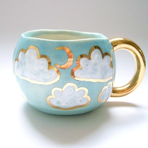 Cloudy Gold Moon Mug