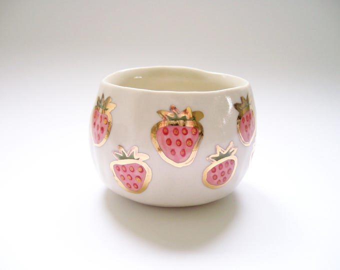 Pink Strawberry Cup with Gold