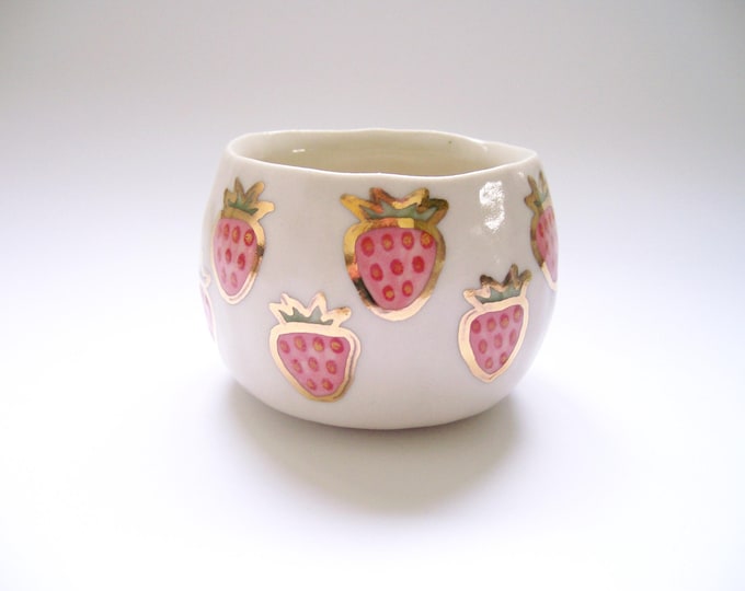 Pink Strawberry Cup with Gold