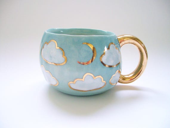 Cloudy Gold Moon Mug
