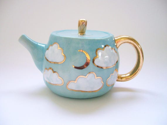 Cloudy Gold Moon Teapot