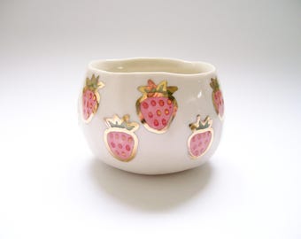 Pink Strawberry Cup with Gold