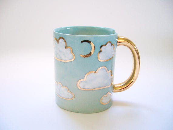 Cloudy Gold Moon Slab Built Mug