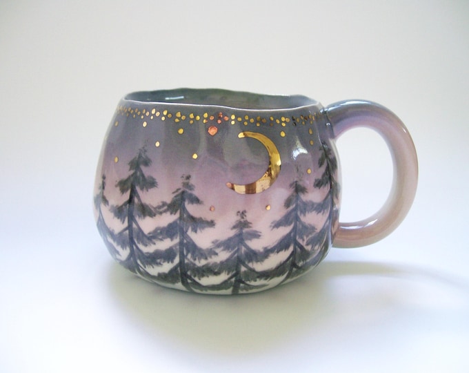 Flawed- Forest Moon Mug in Purple Ombre- READ ITEM DESCRIPTION