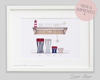 Family Wellington Boot Personalised Print