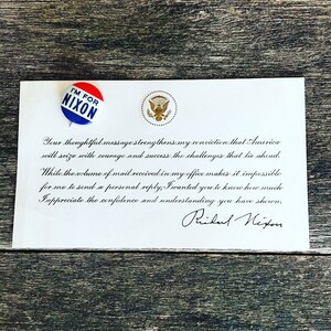 Vintage President Nixon pinback, 1960&#39;s Nixon White House Postcard, Presidential Memorabilia
