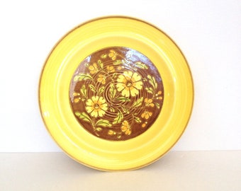 Vintage Poppytrail Plate, Spanish Yellow pattern, Mid century Dining, made in California