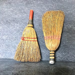 Vintage Natural Straw Whisk Brooms, Rustic Farmhouse, Country Kitchen