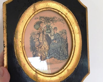Vintage La Mode Illustree French Fashion Print Small Framed