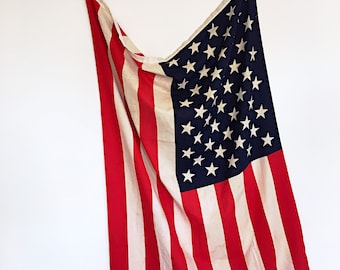 Real Vintage American Flag 1960 Cotton With Original Box. 50 Stars
