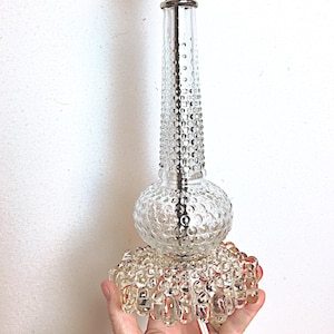 Vintage Hobnail Glass Table Lamp, Midcentury Boudoir Lighting, Reading lamp
