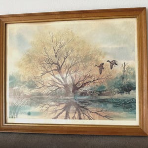 Vintage Duck Hunt Print, Framed 1976 Sherm Pehrson Mallard Print