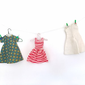 Vintage 1950’s handmade Doll dresses, Antique Doll pantaloons, tiny hangers, clothespins