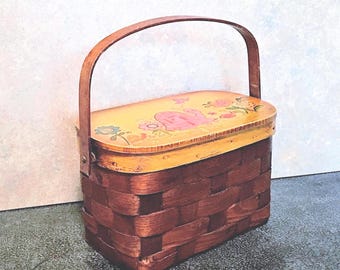 70s Caro Nan Slat Basket Purse • Iconic Vintage Cityscape Hand