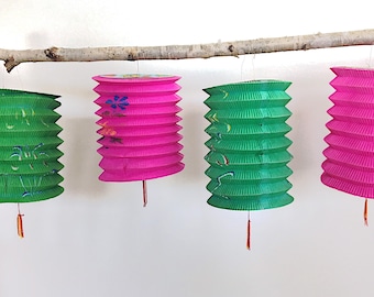 Vintage Japanese Paper Lanterns, 1970&#39;s Party Lanterns, Holiday Decorations