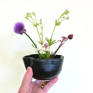 Vintage Ikebana Vase, Japanese Style minimalist decor, signed Pottery, Gift for her
