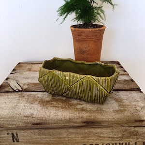 Vintage McCoy Pottery, Mid Century Green Rectangular Planter, indoor planter