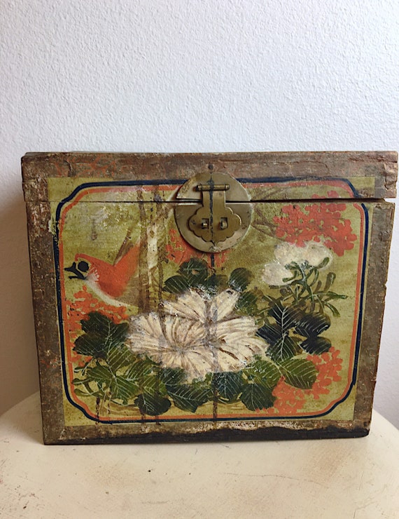 Vintage Chinese Tea Box Antique Wooden Tea Storage Box Etsy